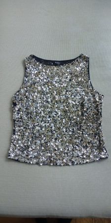 Vera Mont festliches Top mit Pailletten Silber 38 40 M L