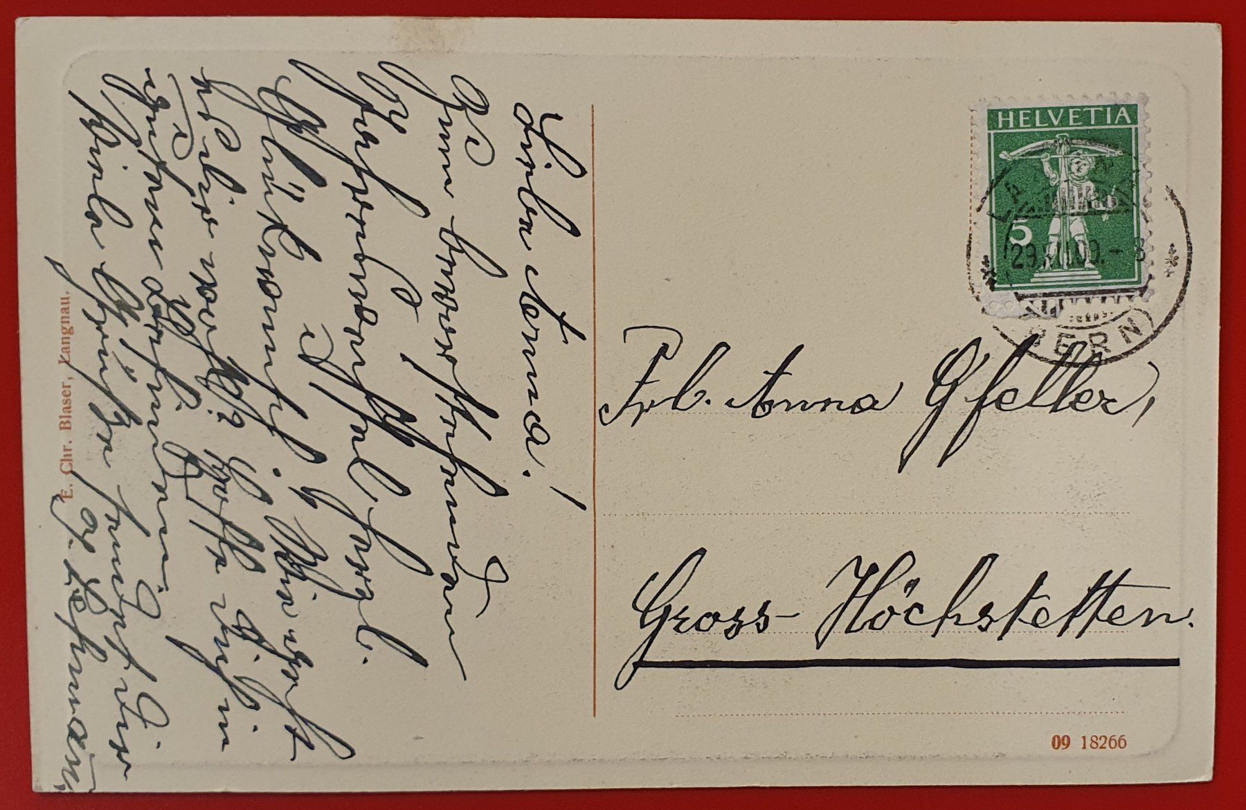 Cartoline postali: Gruss aus Langnau 1909 – Usato da Kreuzlingen venduto da Rschweiz1 1