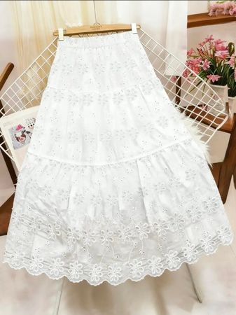 Sommer-Rock, weiss, Stickerei, Boho-Style, L