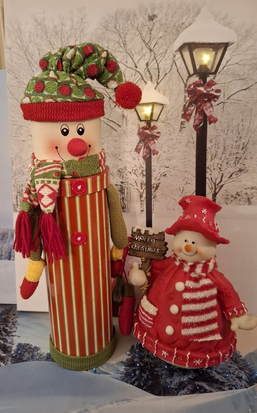 Alle Dekorationen: FLASCHENGESCHENKBOX MIT SCHNEEMANN – Neu (gemäss Beschreibung) aus Gretzenbach von schibaya