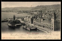 AK Zürich, Blick zum Stadthausquai