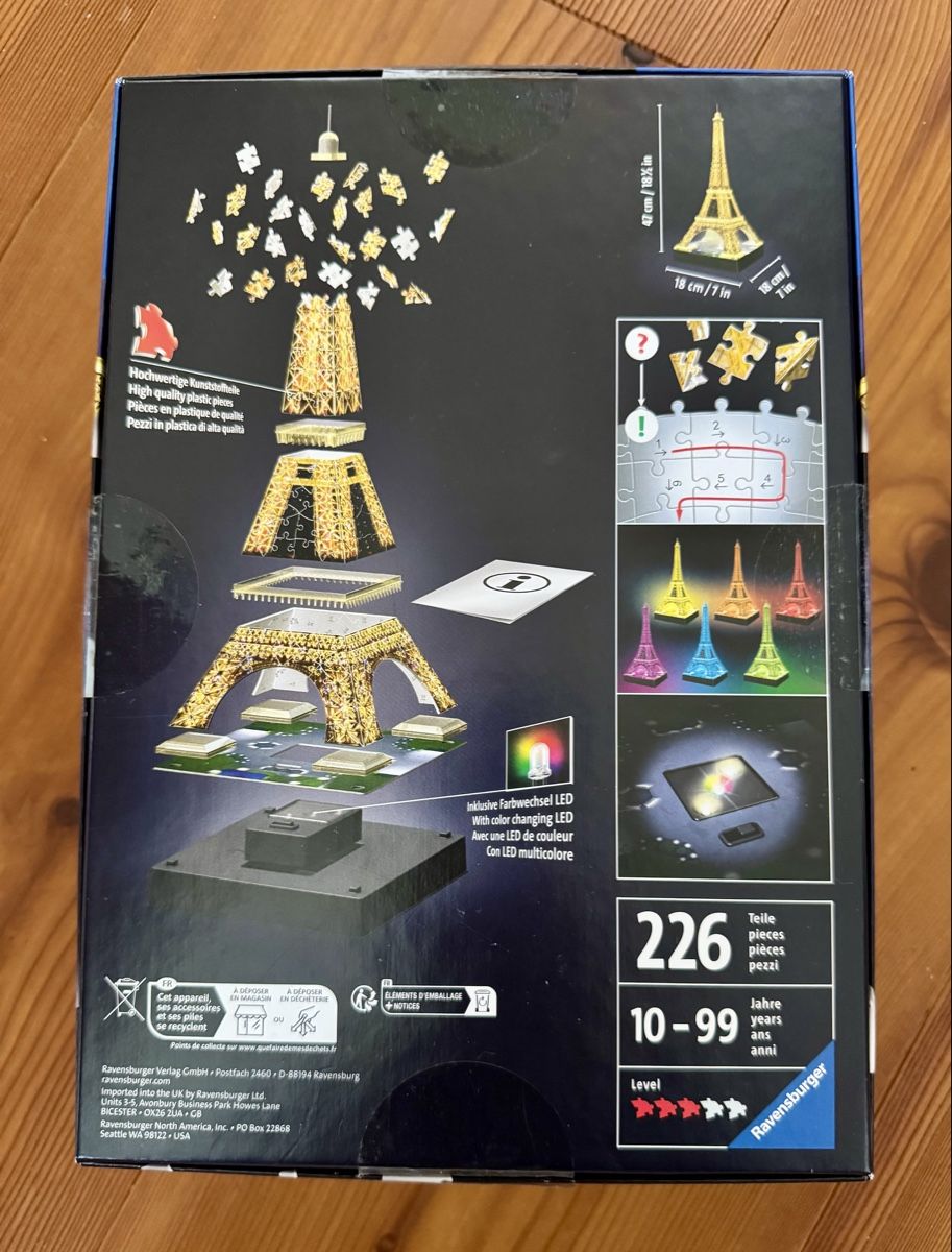 Ravensburger Puzzle: Ravensburger 3D Puzzle Eiffelturm mit LED neuwertig – Usato da Sevelen venduto da o-herzberg 1