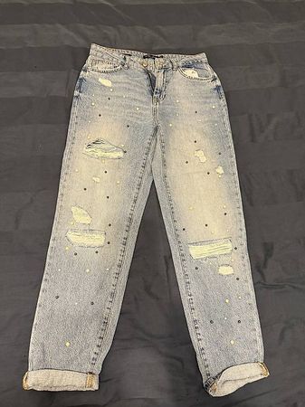 Bershka Perlen Jeans Gr. 36 Destroyed Look Vintage Damenhose