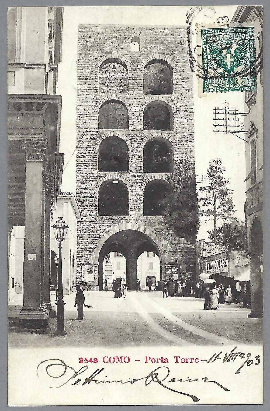 Cartoline postali: 1903, COMO, PORTA TORRE, ANIMATA – Usato da Pura venduto da ulisse1957