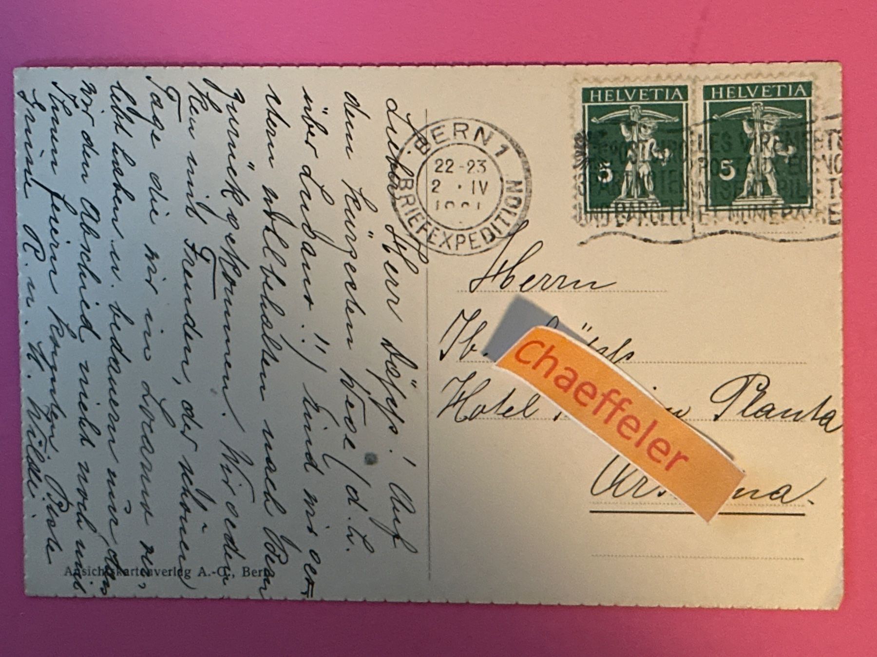 Ansichtskarten: 1921. Nr. 6003. Bern - Bundespalais – Gebraucht aus Zürich von Chaeffeler 1