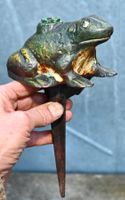 antik Garten FROSCH Wasserspeier GUSSEISEN originalbemalung