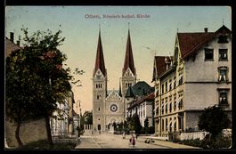 AK Olten, Straßenpartie an der Röm.-kath. Kirche
