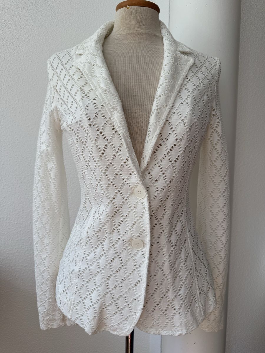 Comma Giacche: Blazer blanc ajouré COMMA, taille 36  – Nuovo (secondo la descrizione) da Morges venduto da sandy069