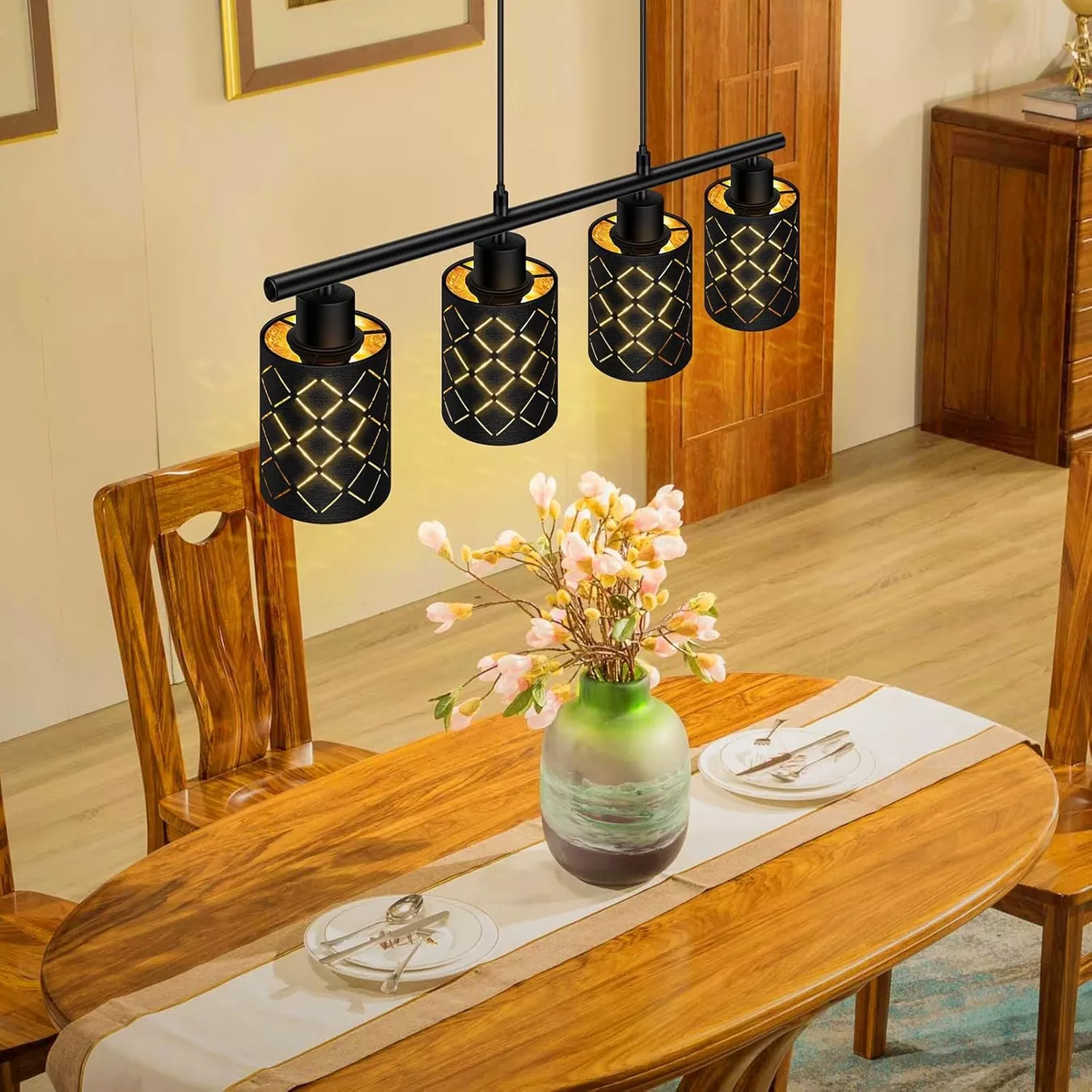 4-flammige Pendelleuchte – Weiß, Modernes Design Produktbild-Vorschau 2