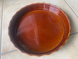 MILTON BROOK ENGLAND Plat à gâteau céramique marron émaillée