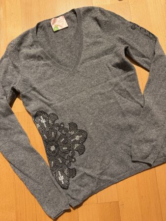 Princess Goes Hollywood Kaschmir Pullover V grau Gr.34 gut