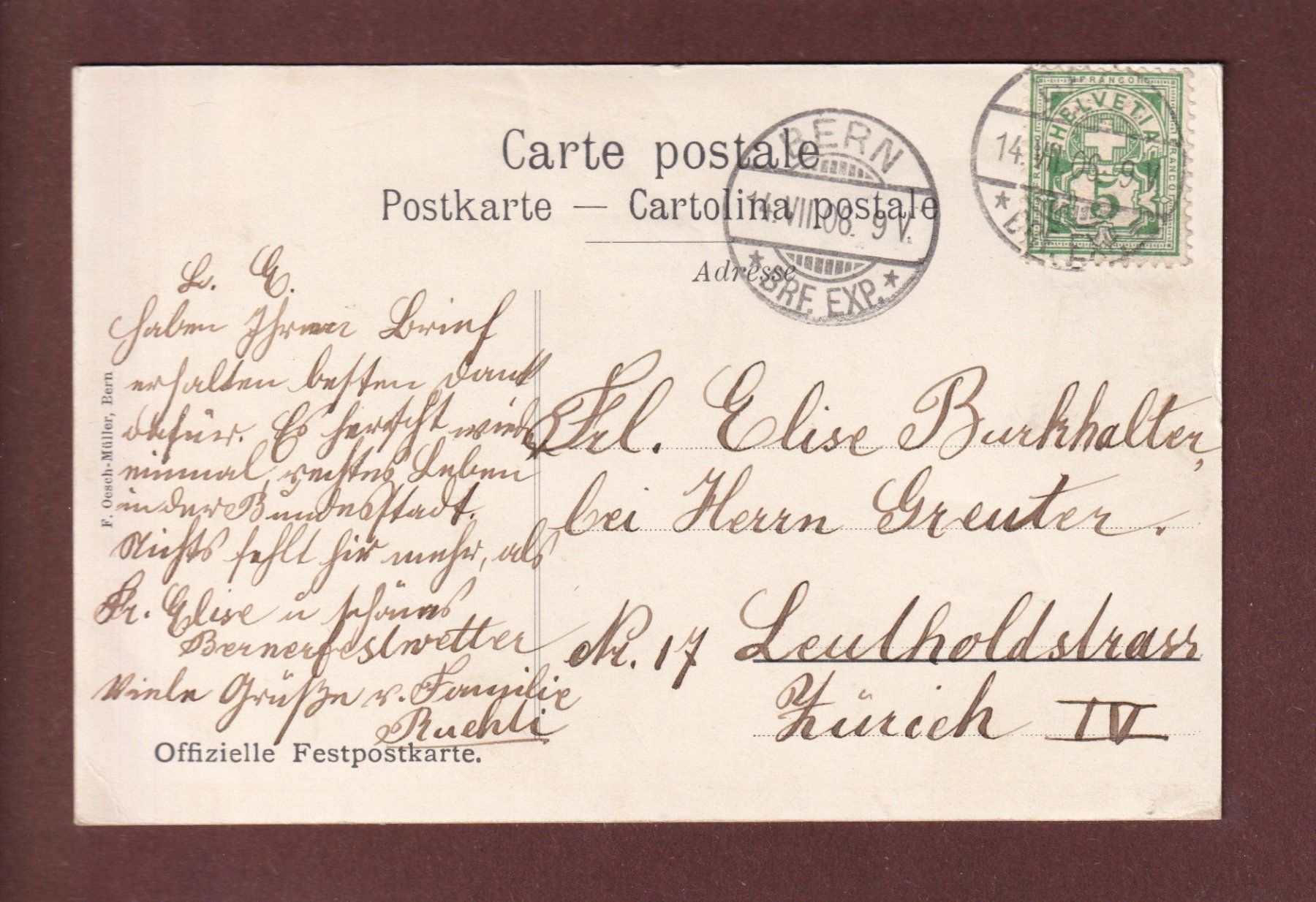 Ansichtskarten: BERN - Turnfest 1906 – Gebraucht aus Pully von nicecards 1