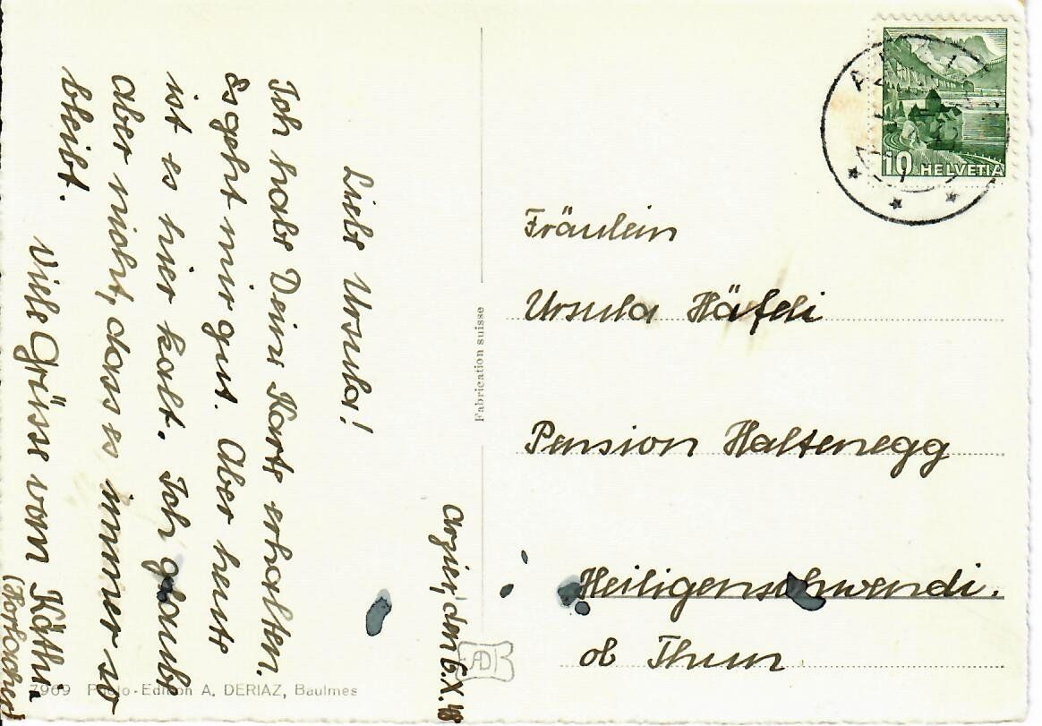 Cartoline postali: Arzier 1948 – Usato da Hochdorf venduto da Ziegel-16 1