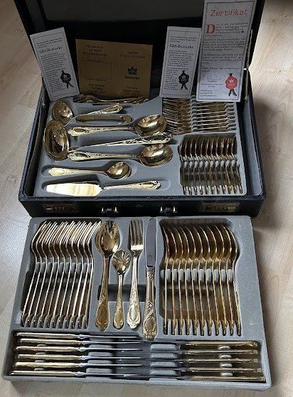 Set di posate: 23/24 Karat Hartvergoldet, Solinger Besteck – Nuovo e nell'imballaggio originale da Waldkirch venduto da Golf210 1