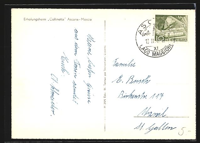 Cartes postales: Ascona-Moscia, Erholungsheim Collinetta – D'occasion à Berlin par bartko-reher 1