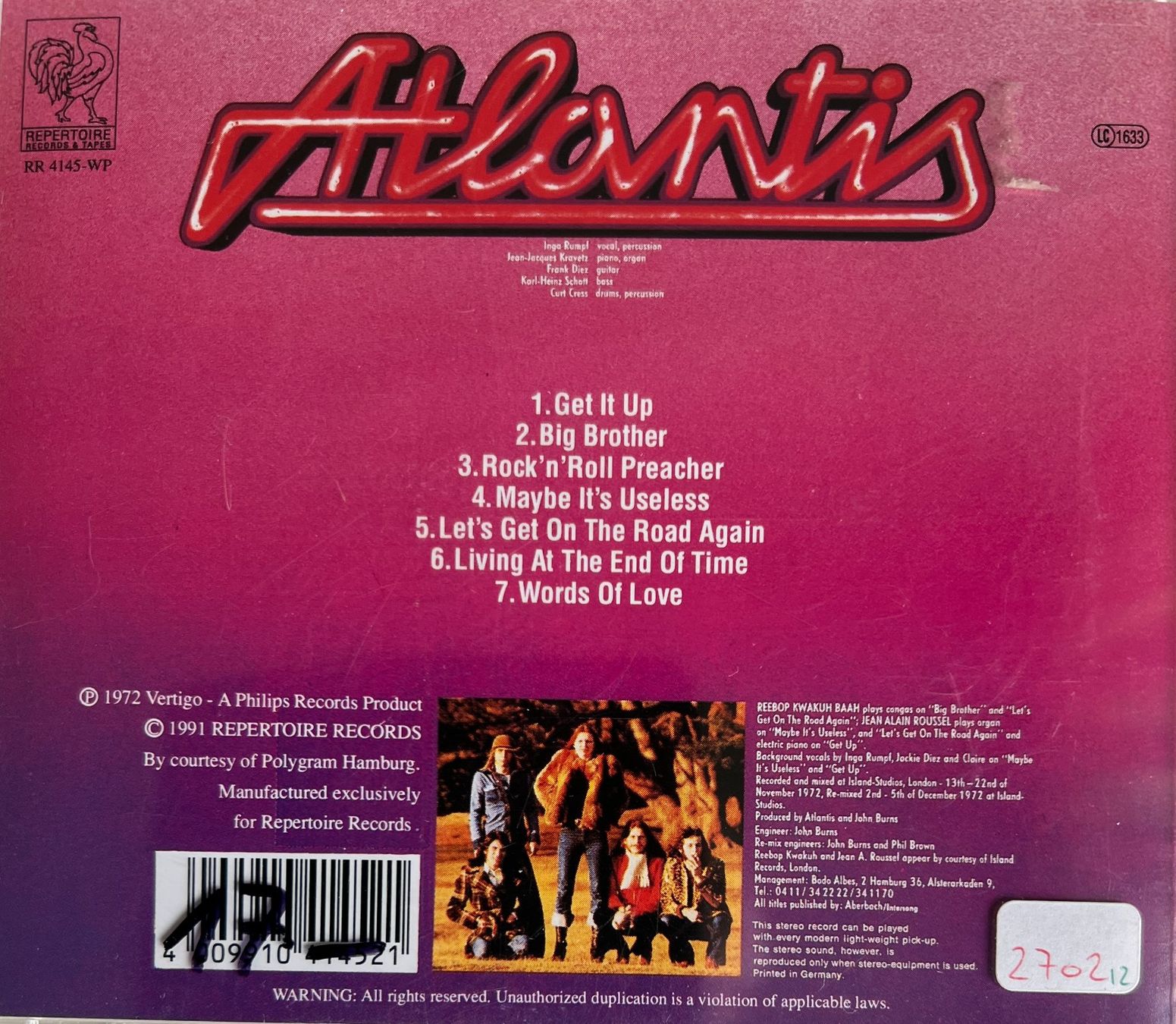CD: ATLANTIS / Atlantis – Usato da Bischofszell venduto da kustavi 1