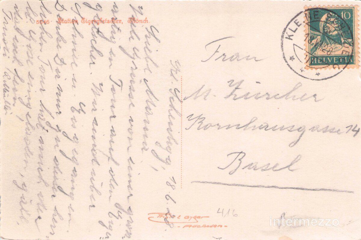 Cartoline postali: Wengen BE // 1928 Zahnrad Bahn Station Eigergletscher – Usato da Basel venduto da intermezzo12 1