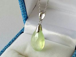 Silber 925 Anhänger mit Natur-prehnit, edel & rein  - Neu