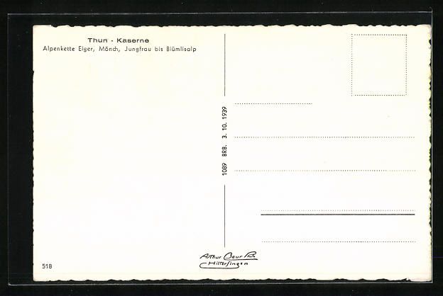 Cartoline postali: Thun, Blick auf die Kaserne, im Hintergr – Usato da Berlin venduto da bartko-reher 1