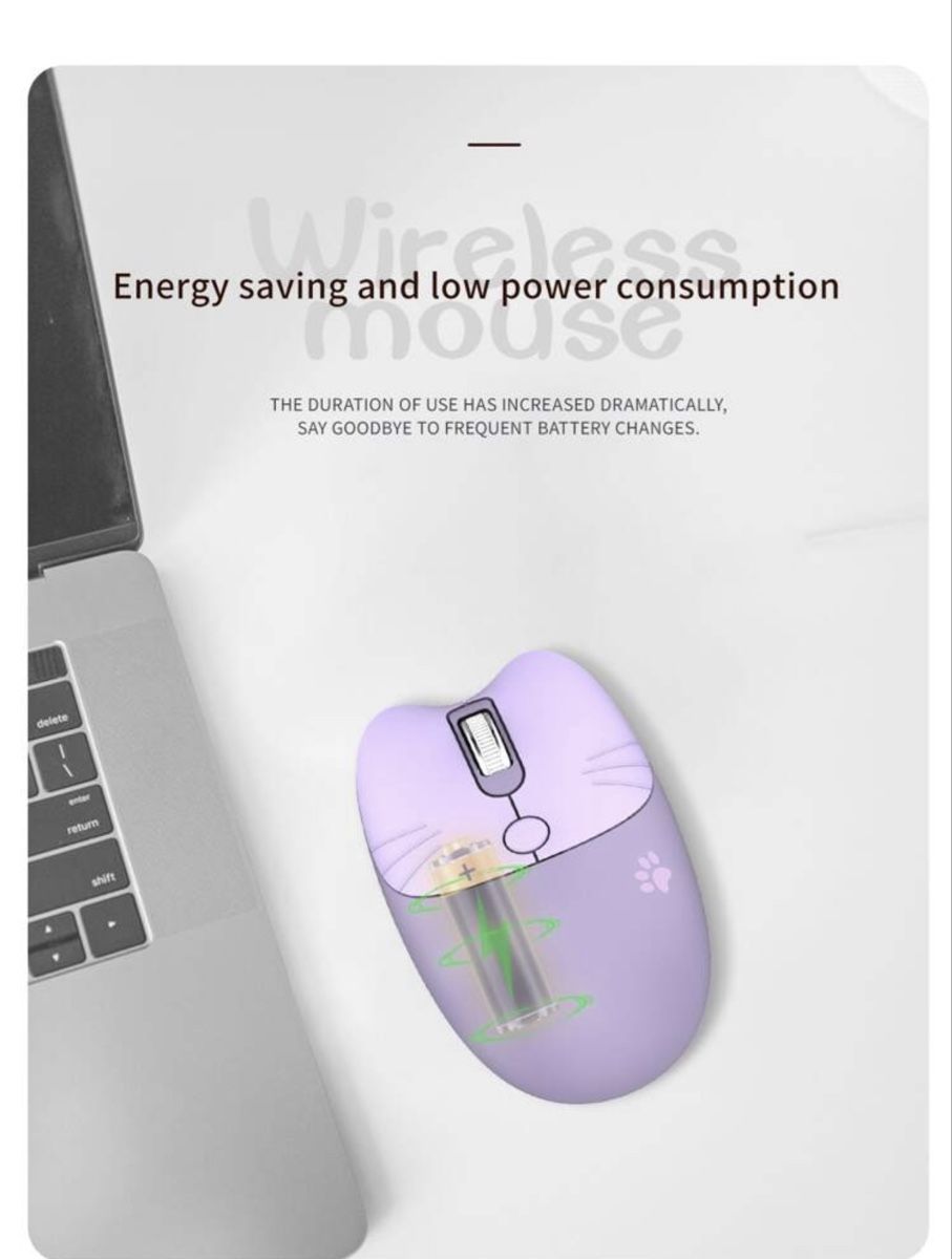 Mouse: Wireless Mouse, Lavender Purple, DPI Adjustable – Nuovo e nell'imballaggio originale da Seon venduto da Avina12 3