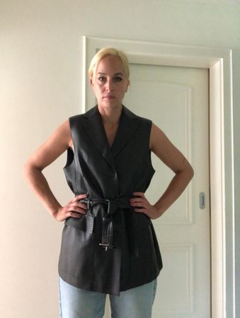 A-KR-I-S Leder Weste Damen Schwarz Grösse 42 guter Zustand