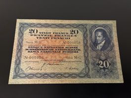 20 Franken 1942 in sehr gutem Zustand und mit niedriger Seri