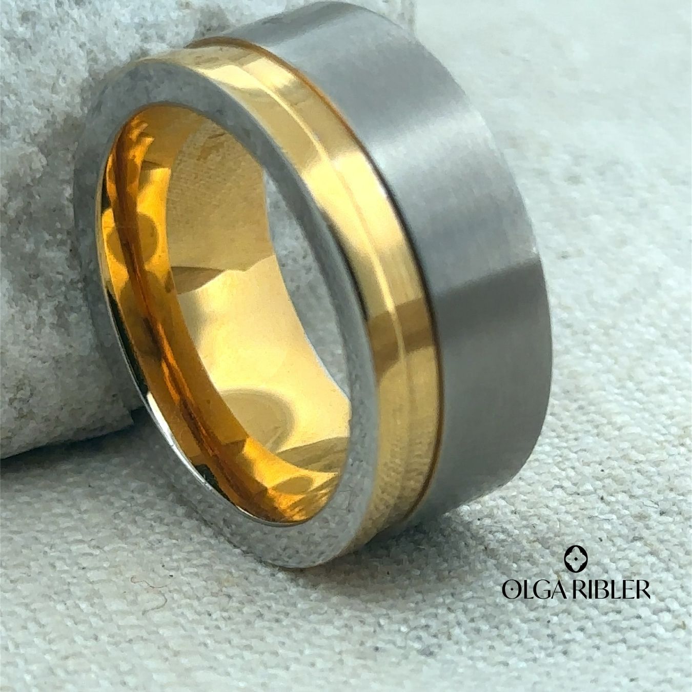 Olga Ribler Anelli: Edelstahl Ring bi-color  modern  Grösse 66 – Nuovo (secondo la descrizione) da Luzern venduto da Schmuckoutlet 5