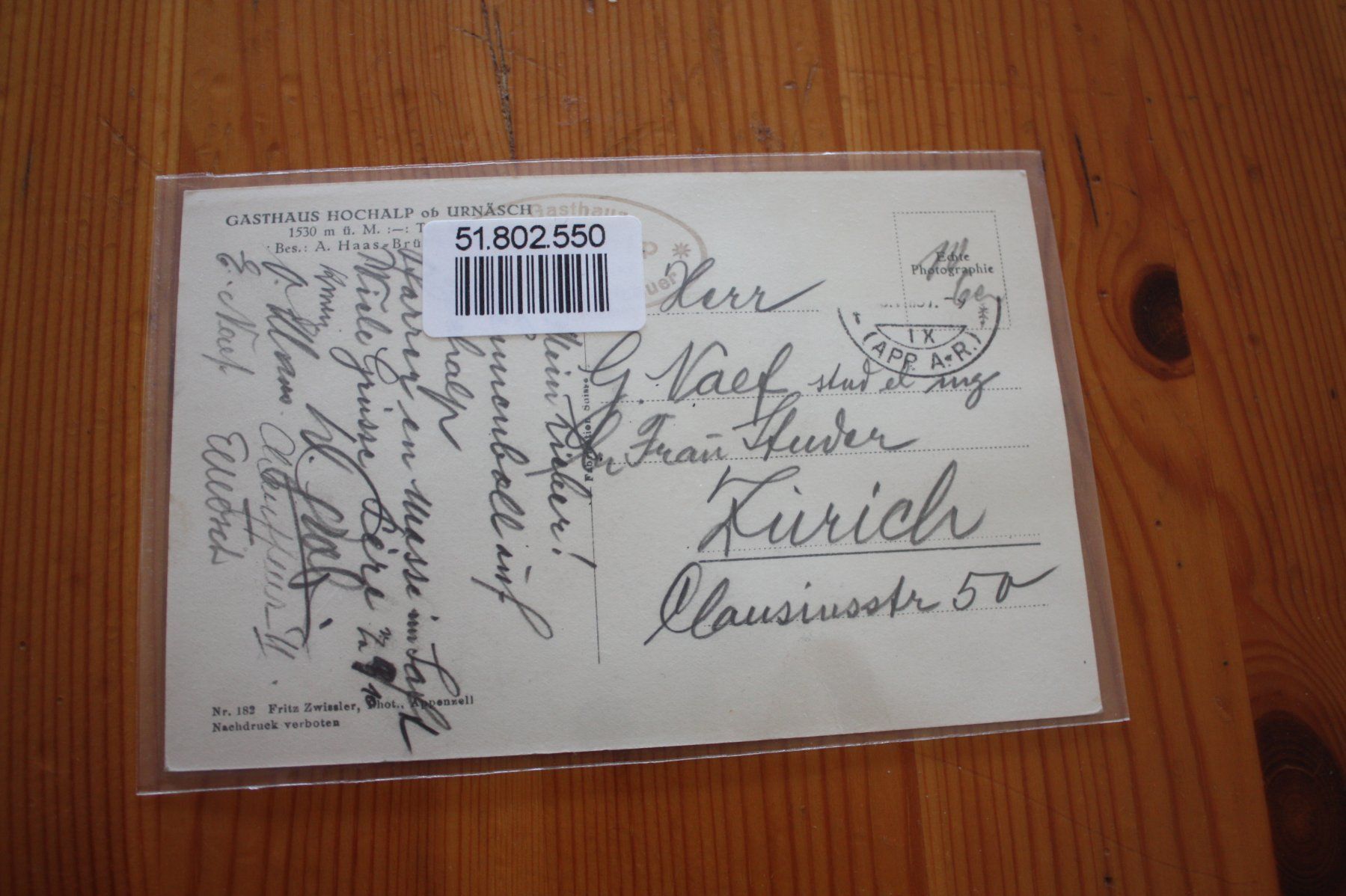 Cartoline postali: Gasthaus Hochalp Urnäsch – Usato da Altstätten SG venduto da sulim 1