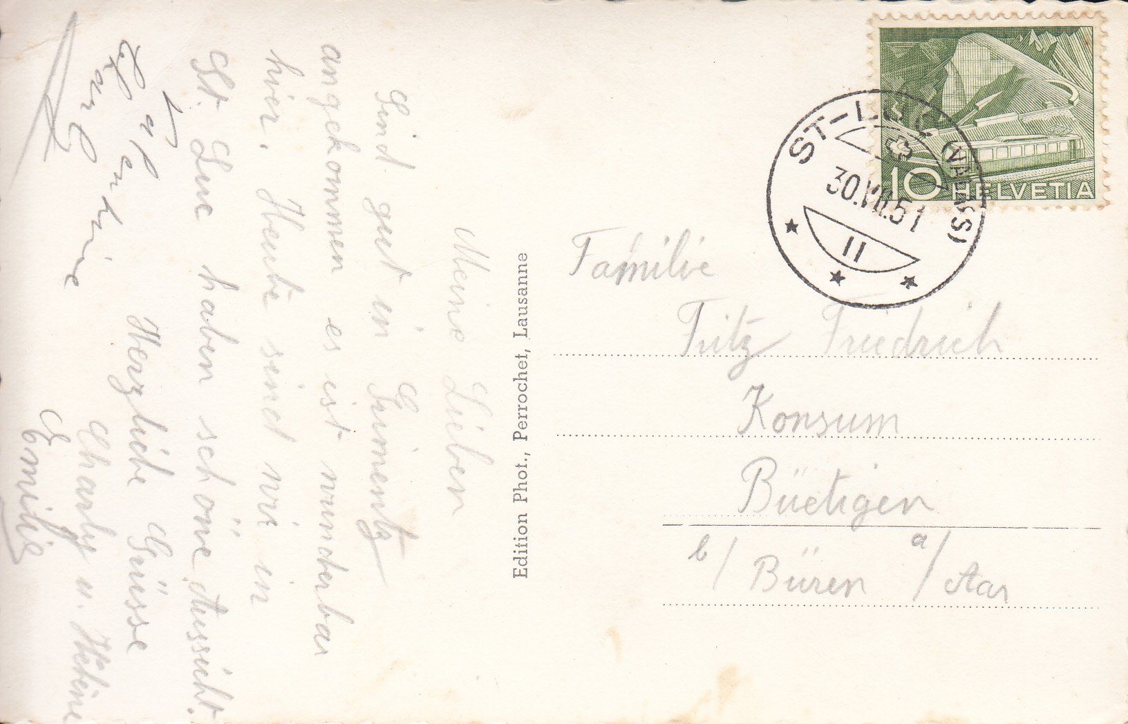 Cartoline postali: Les Pontis 1951 – Usato da Bürglen TG venduto da StampGraf 1