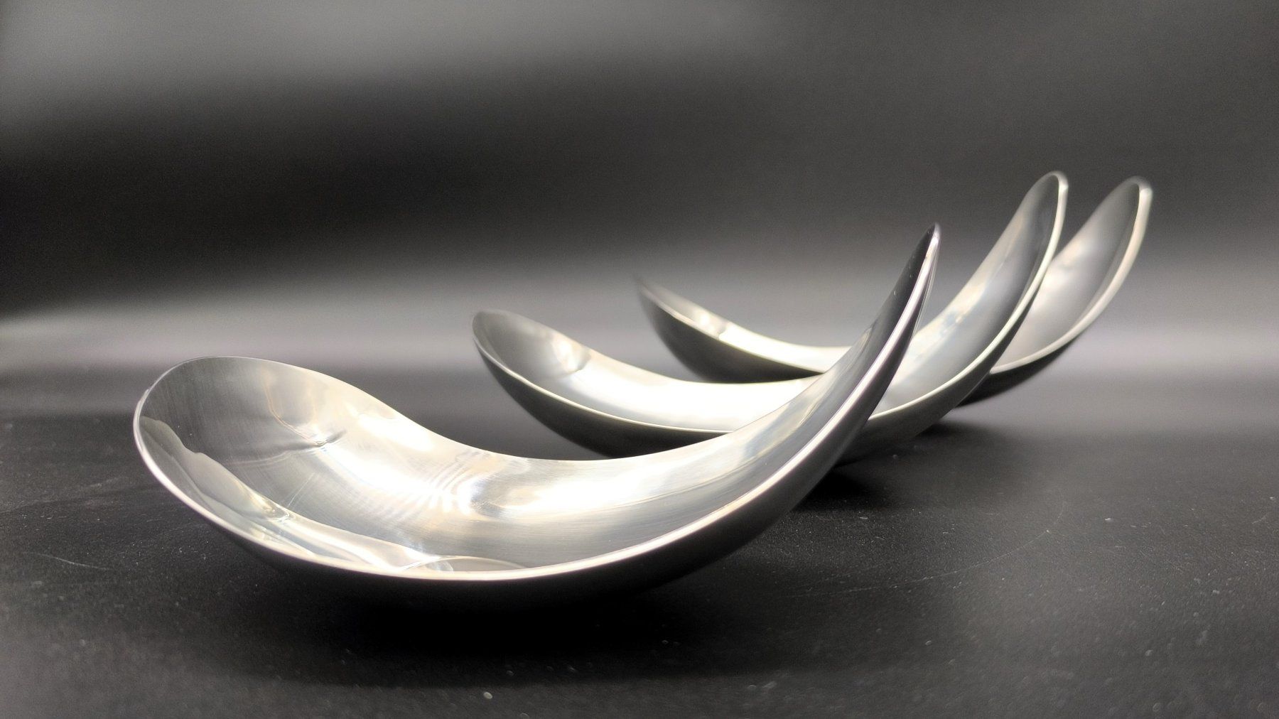 Jensen Ciotole: Georg Jensen Denmark "Leaf" Servierschalen 3er Set Vintage – Usato da Kreuzlingen venduto da topenergie 1