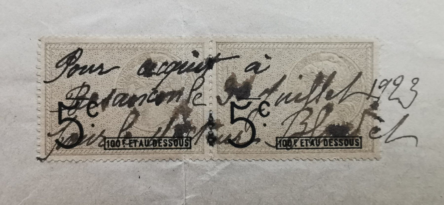Tutti i francobolli: TR14 Document France 1923 – Usato da Cousset venduto da Patrick_Collections 1