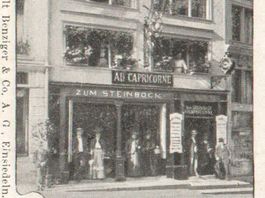 EINSIEDELN: 2Bild-AK mit Gasthof zum Steinbock animiert 1911
