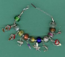 Silber 925  Bettelarmband mit Glaskugeln