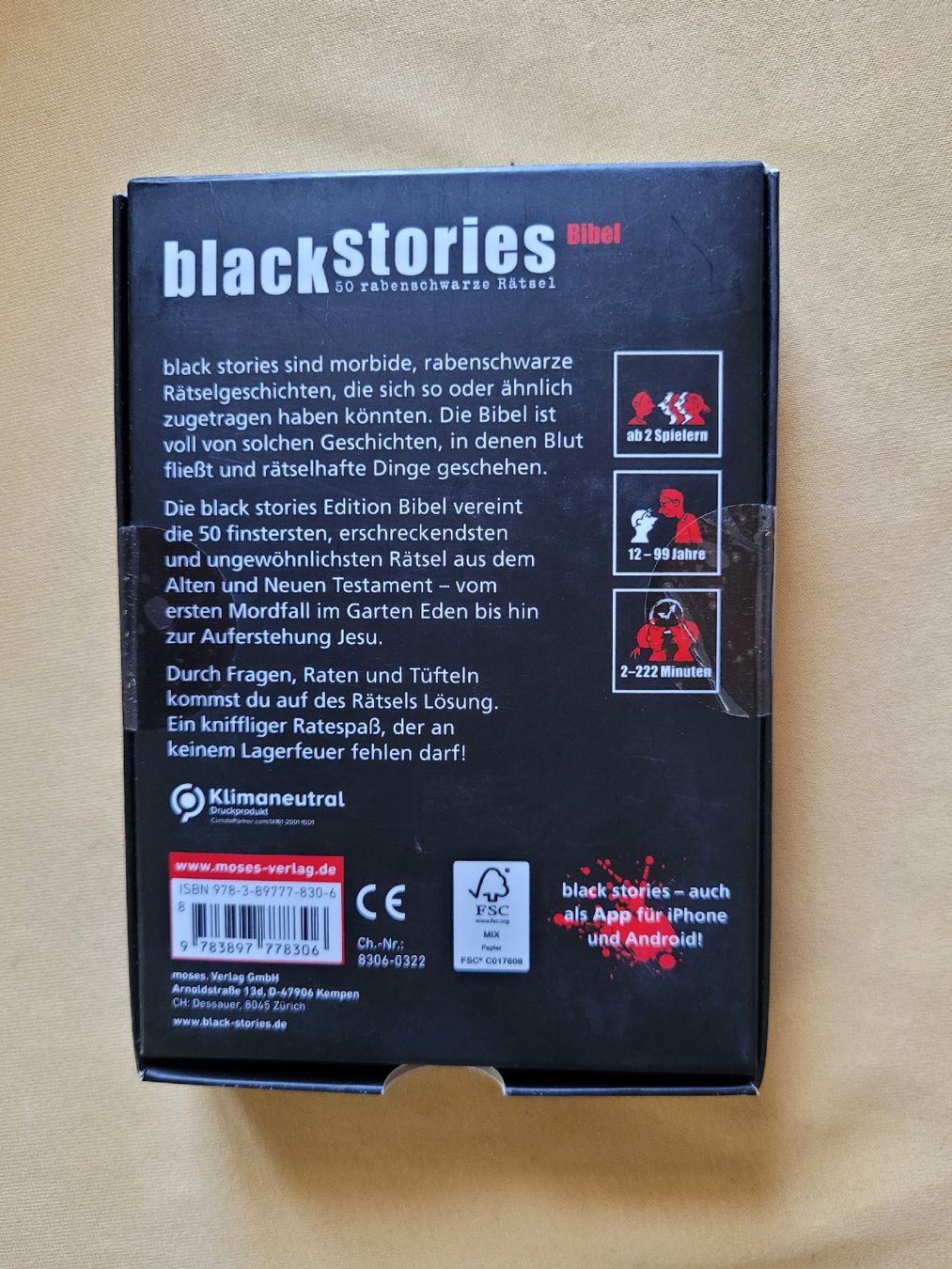 Giochi: Black Stories spechial Edition, Neu  – Nuovo e nell'imballaggio originale da Hindelbank venduto da Hevenisreal 1