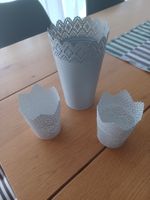 3 vases déco métalliques style dentelle shabby chic