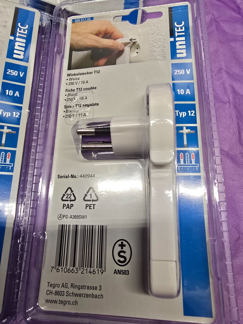 Spine: 5 Stück Unitec Winkelstecker T12, weiss – Nuovo e nell'imballaggio originale da Rebstein venduto da James-Dean 2
