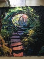 Duschvorhang (oder Wandposter) Wald Motiv Deko Hobbit Haus
