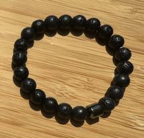 Perlenarmband schwarz mit rauer Oberfläche, Armband