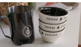 Pichet à lait barista + 3 tasses à café "Cupping"☕ 50