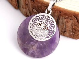 Amulett/ Anhänger ( Amethyst)mit Blume des Lebens(mit kette)