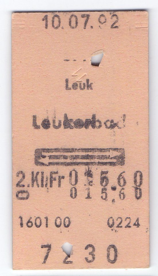 Biglietti: Billette Leuk - Leukerbad – Usato da Langenthal venduto da Sammlungs_aus