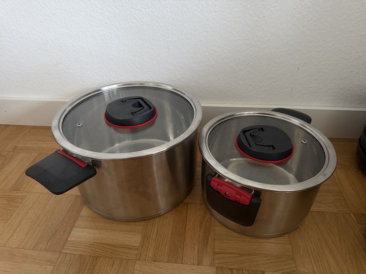 Pentole: Kochtopf Set, 2-teilig, Edelstahl, klappbare Griffe – Usato da Schlieren venduto da mle_lws6