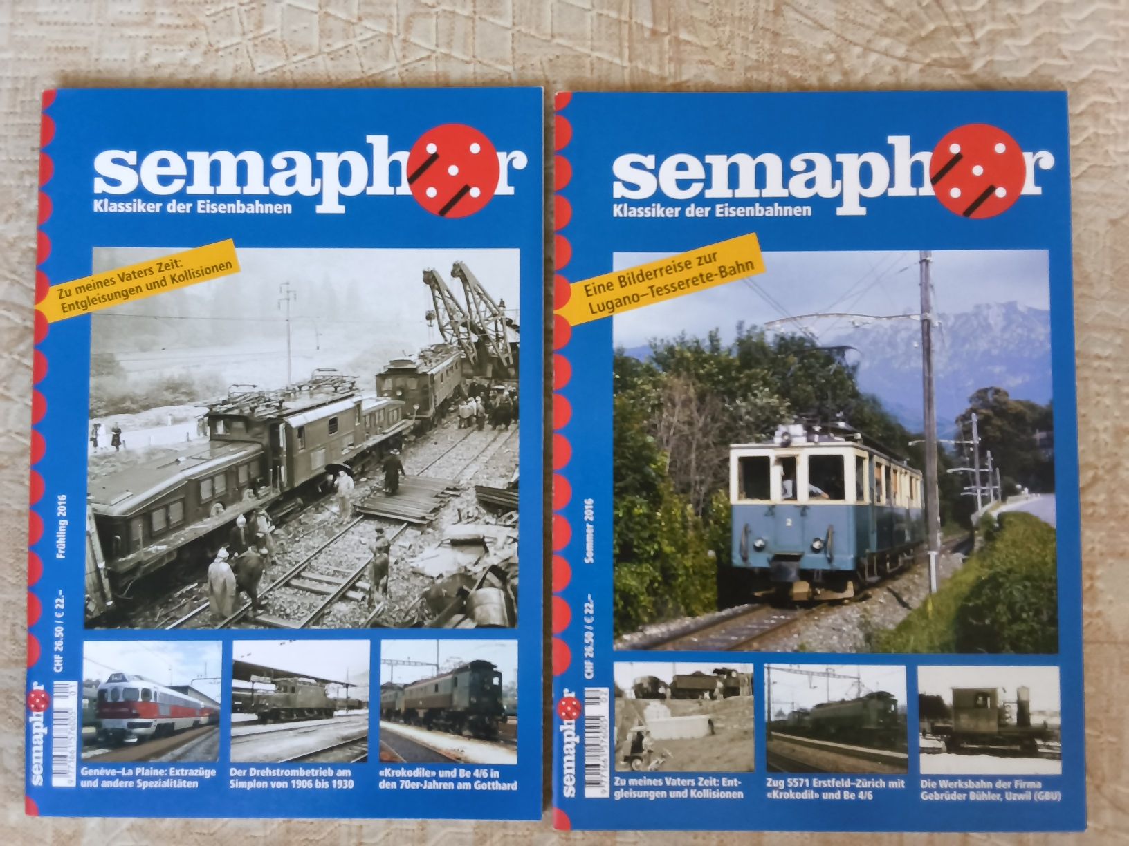 Zeitschriften & Magazine: 2 Eisenbahn-Hefte Semaphor 2016 Frühling/Sommer  – Gebraucht aus Hallau von histoiremerveilleuse