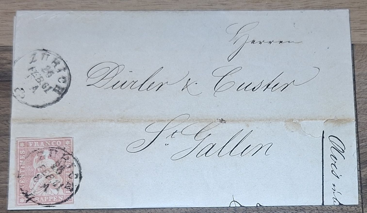 Tutti i francobolli: Strubelbrief 24G Zürich - St. Gallen  – Usato da Balgach venduto da SIMEON27