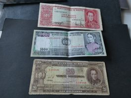 Bolivien,  alte Geldscheine