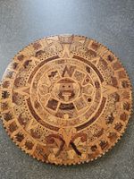 Holz Kunst  Bild mit Maya Kalender Design, Durchmesser 80cm