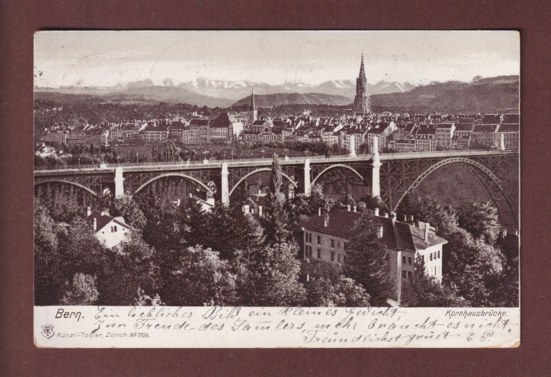 Cartoline postali: BERN - Kornhausbrücke - 1904 – Usato da Pully venduto da nicecards-shop