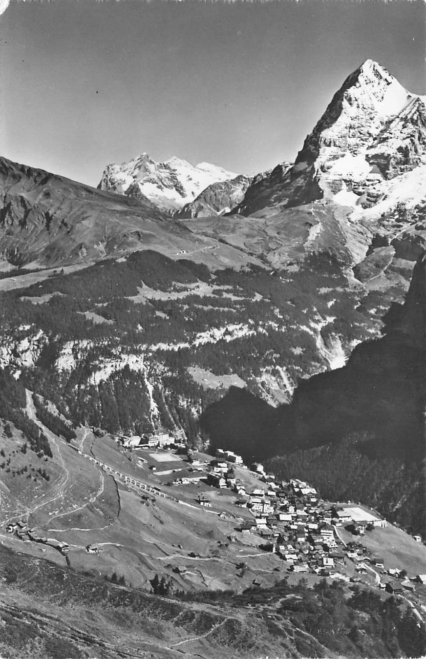 Cartoline postali: Mürren (BE) Das Bergdorf mit Blick auf Eiger – Usato da Biasca venduto da Blenio71