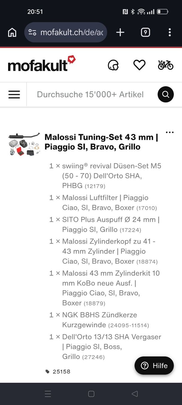 Malossi Parti ricambio per ciclomotori: Malossi Tuning-Set 43 mm | Piaggio SI, Bravo, Grillo – Nuovo (secondo la descrizione) da Ehrendingen venduto da Axe31 4