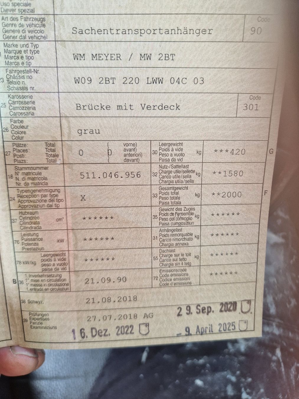 Wm Meyer Rimorchi: WM Meyer Anhänger MW 2BT – Usato da Morschach venduto da Fimhof 9
